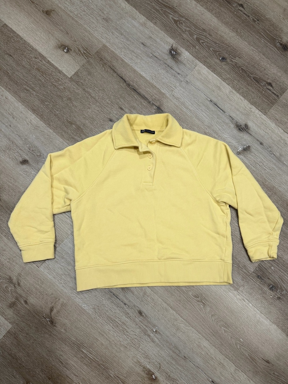 Zara Women’s Yellow Polo-Style Pullover Sweatshirt Small